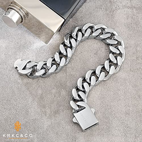 Pulsera cubana 12/14mm para hombre en acero dorado miniatura 3
