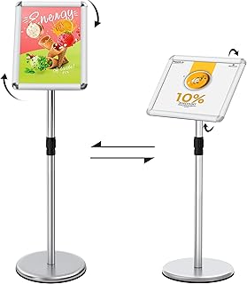 Infoständer DIN A3 420x297mm Informationsständer Höhenverstellbar Edelstahl Kundenstopper Aufsteller Plakatständer Präsentationsständer Werbeständer (Silber, A3)