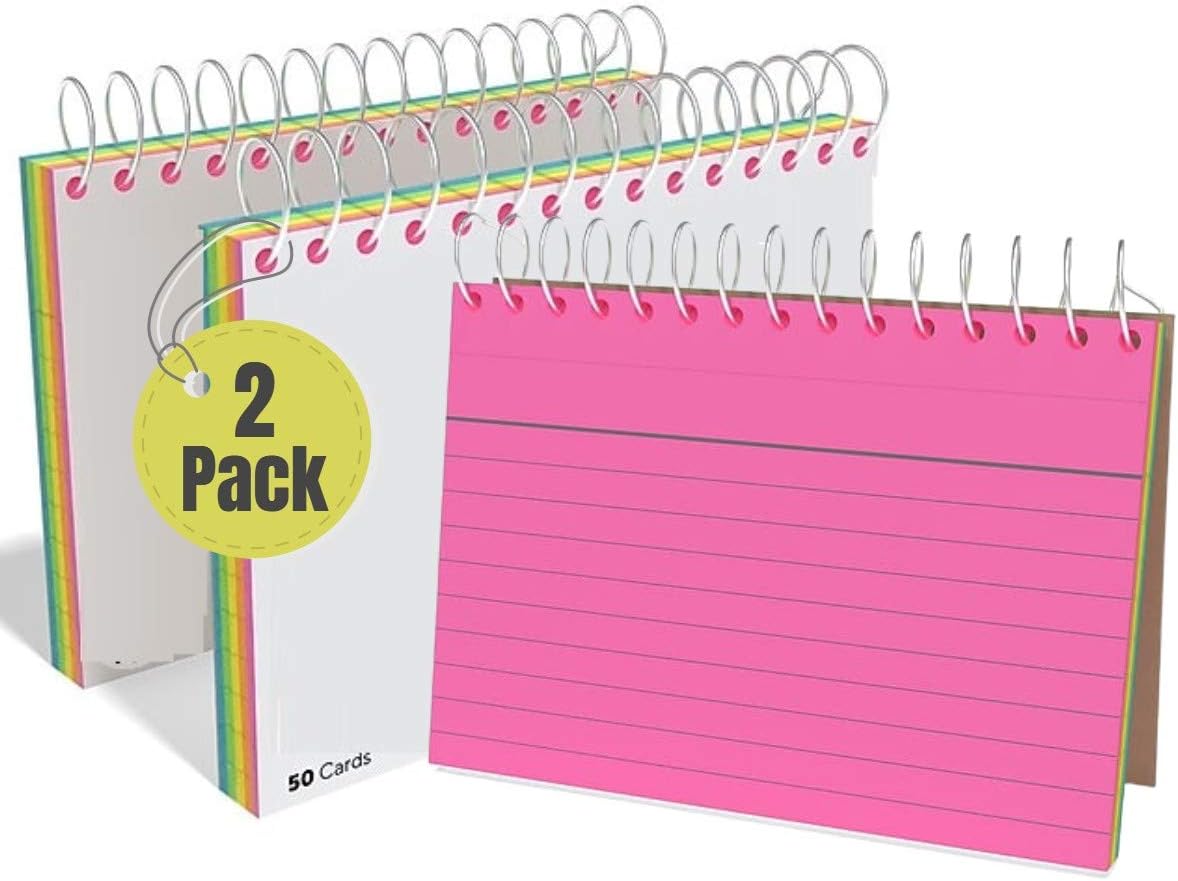 3Pack Spiral Bound Colored Index Card Books, 3x5Inch