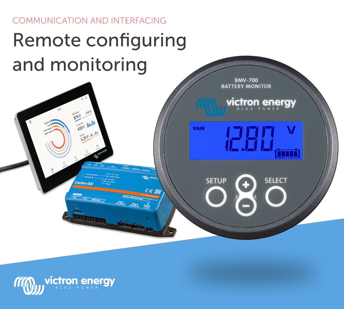 Victron Energy BMV-700 Battery Monitor with Shunt & Display - 6.5-95 VDC - Grey