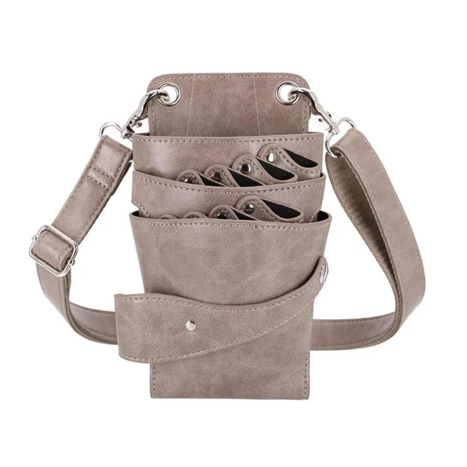 Friseurscheide Hüfttasche Professionelle 8-Tasche schwarz Salon Barber Haar Schere Tasche Schere Clips Friseur Holster Beutel Halter Fall Gürtel(Khaki)