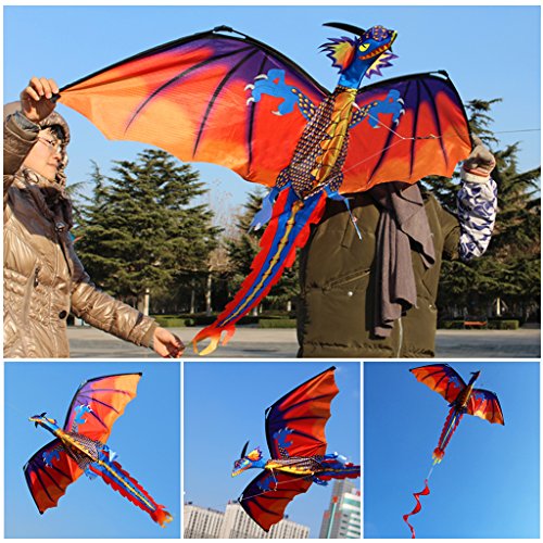 Kingjinglo Kite/Kite Accessories, New 3D Dragon Kite with Tail Kites for Adult Kites Flying Outdoor 100m Kite Line - Thumbnail 4