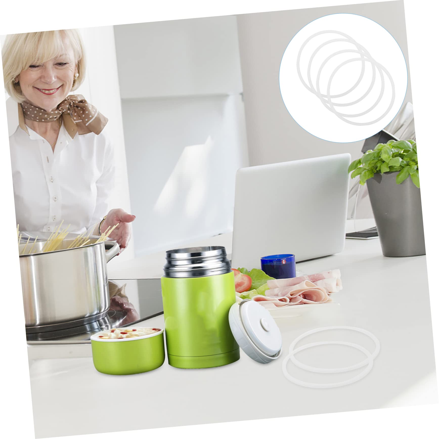 Mikinona 3 Sets Isolierdeckel Silikon Lebensmittelbehälter Abdichtung Jungen Und Mädchen Lunchbox Zubehör Schnellkochtopf Dichtung 4 Stück * 3