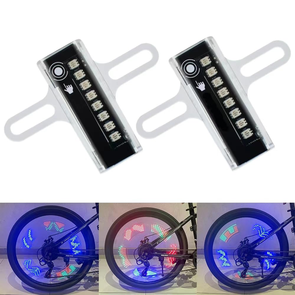Luci a LED per raggi della bicicletta, impermeabili, per guida notturna, 32 modalità di luce di sicurezza, confezione da 2 luci per ruota della bicicletta, doppio interruttore automatico e manuale