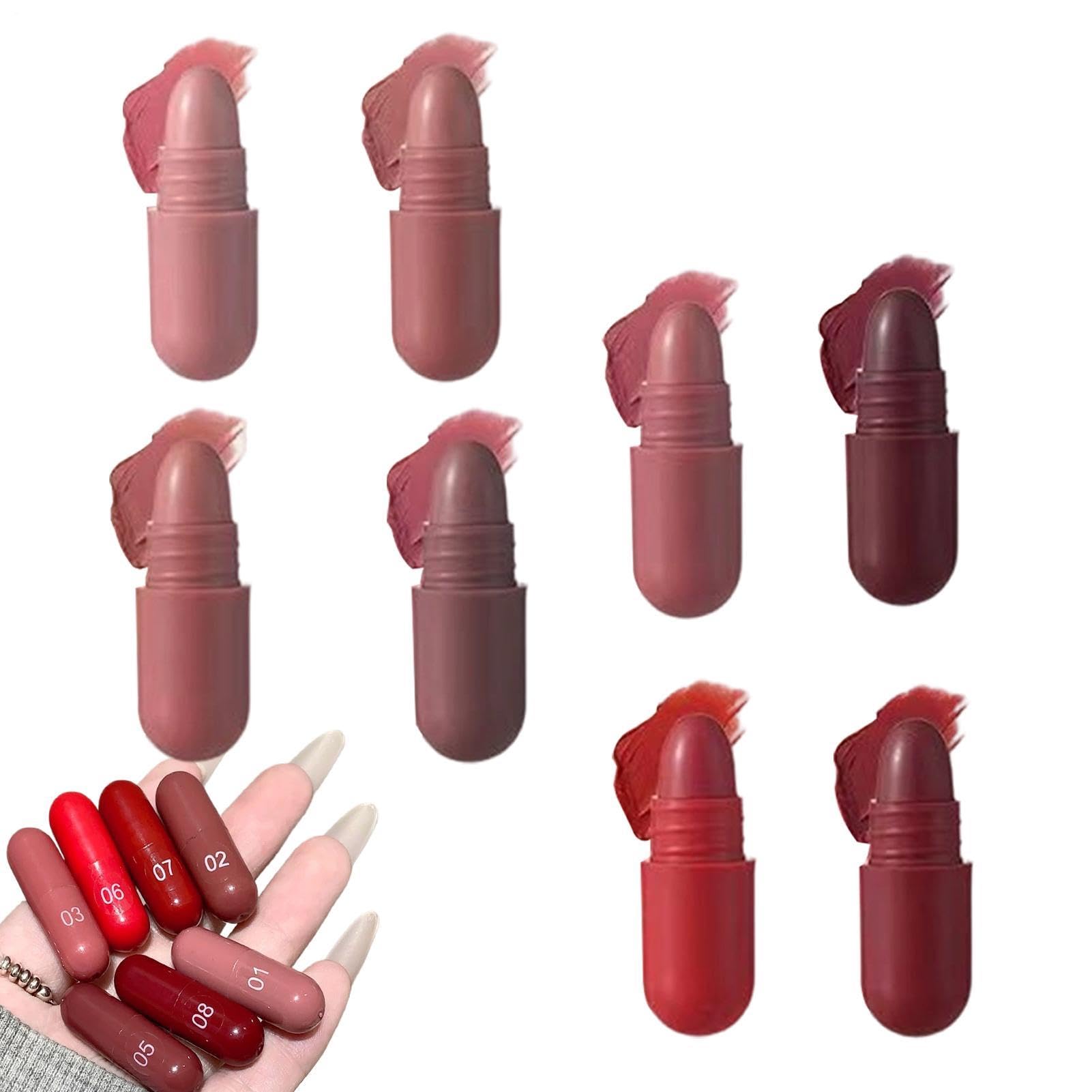 Set Rossetto da Viaggio 8 colori rossetto burro labbra | Set Opaco Formato Mini per Ragazze Donne Adolescenti Feste Addio al Nascituro Matrimonio Quotidiano