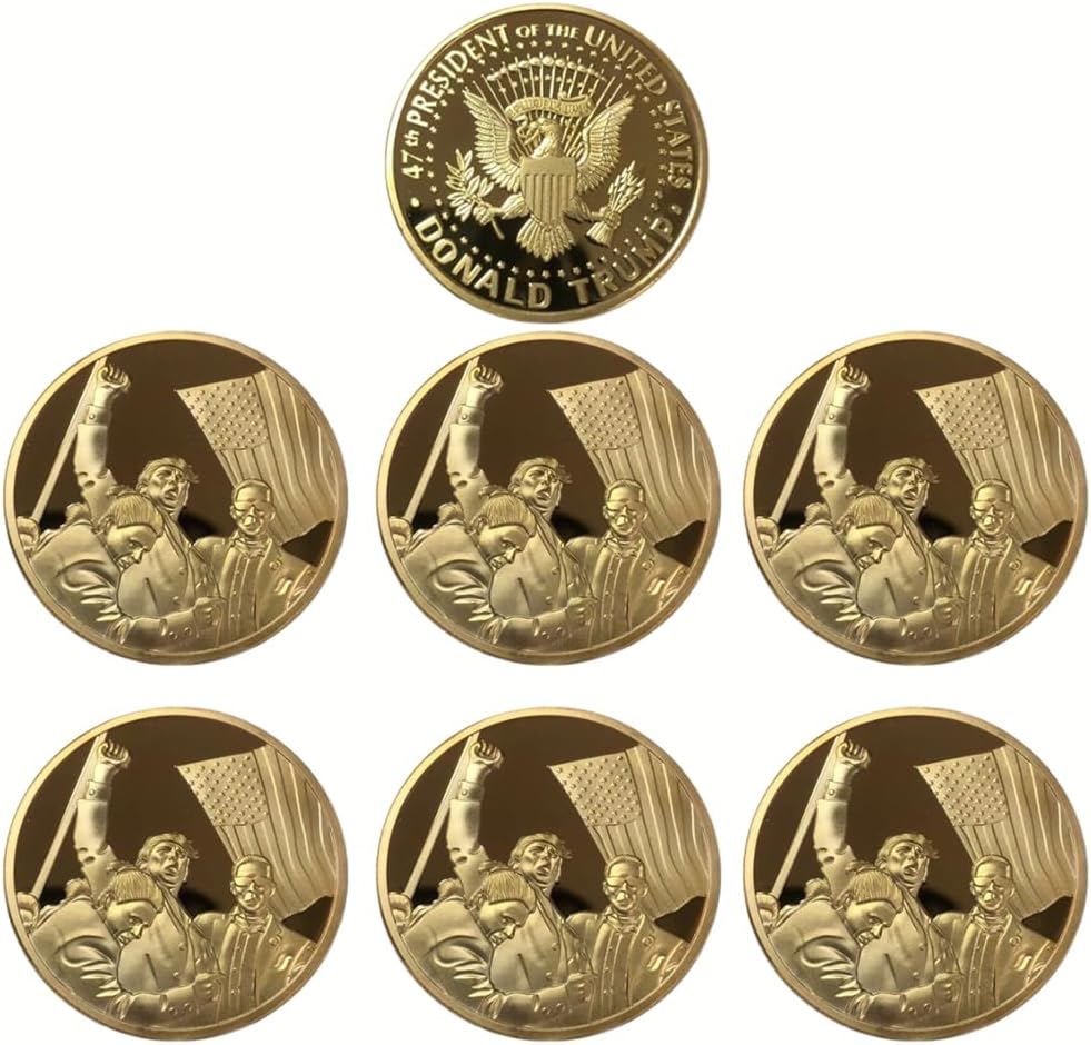 Trump 6 Pack Donald Trump Fighting for America Gold Coin Collectible Gift - Trump Coin with Protective Case, Gold Plated Coin, Trump Gifts