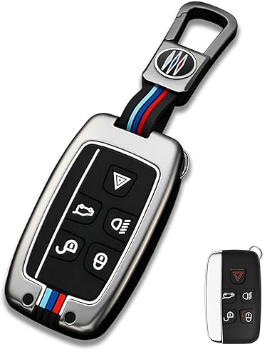 Miniatura 1 de Funda de metal para llavero Land Rover, compatible con Range Rover Sport Discovery LR4 Evoque Velar (LRB-gris)