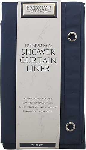 Dependable Industries inc. Essentials Forro de cortina de ducha de PEVA de 6 calibres de alta calidad, parte inferior magnetizada sin PVC, inodoro,