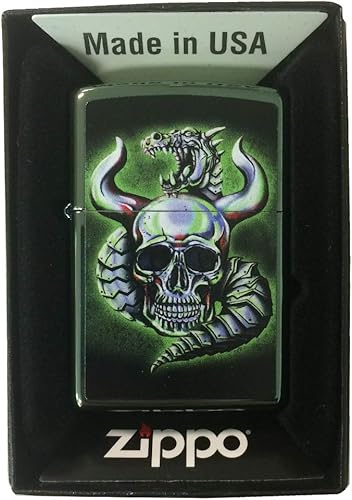 Zippo Encendedor personalizado - Dragón metálico camaleón y calavera