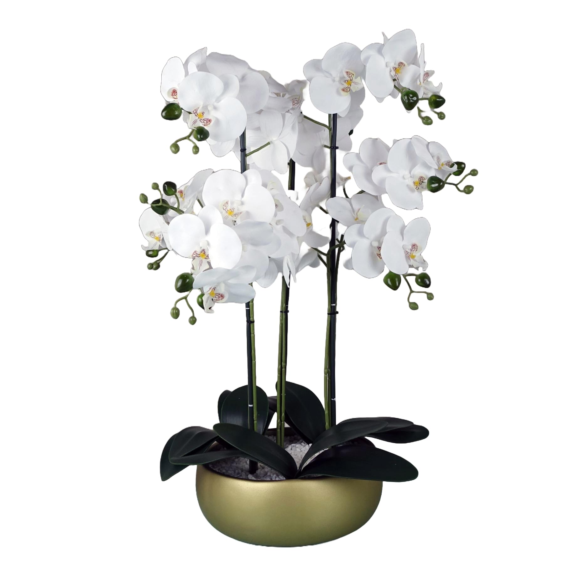 Botanik 60Cm White / Gold Planter 60Cm Orchid Artificial White Gold Ceramic Planter