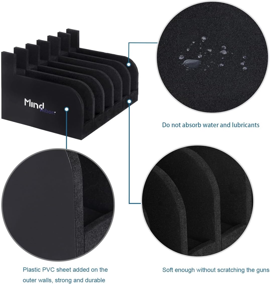 MIND&ACTION Foam Pistol Rack for Gun Safe, Gun Cabinet Accessories, Pistols Holder Storage Organizer, Revolver Firearm Handgun Rack Stand Display