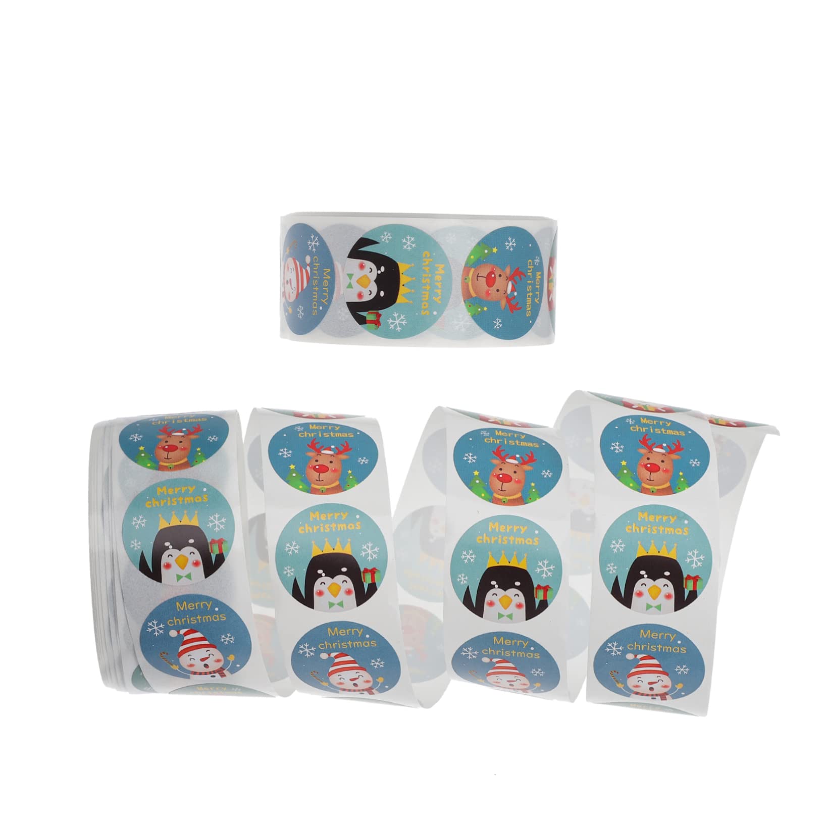SHINEOFI 8rotoli Etichette Adesive Natalizie Stickers Per Decorazioni Adesivi Festivi Per Buste Renne e Facili Applicare