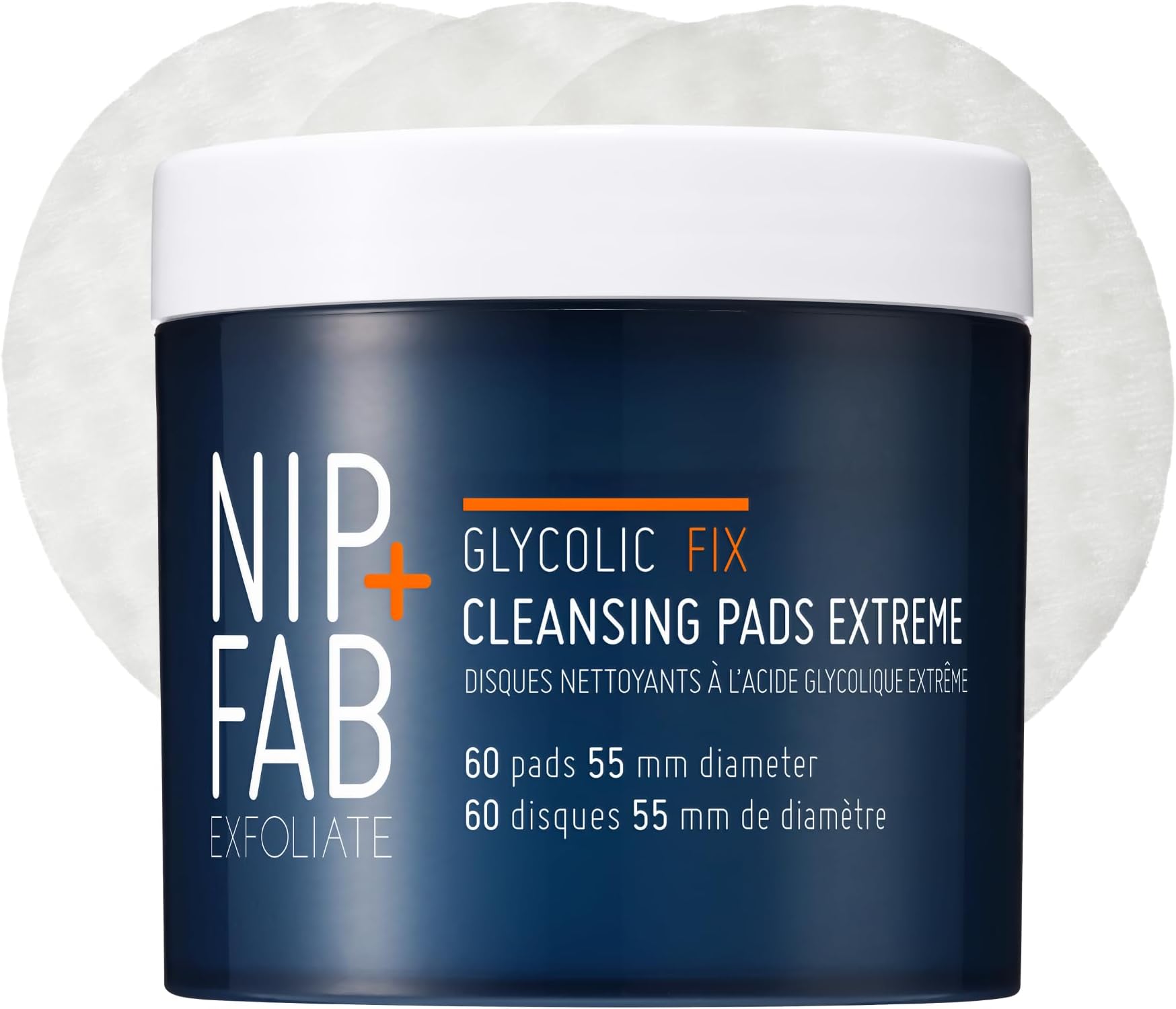 Nip + Fab Glycolic Fix Night Pads Extreme (60 Count) – 5% Glycolic Acid Exfoliating Face Pads with Salicylic Acid – Resurfacing AHA BHA Chemical Peel for Blemishes & Texture