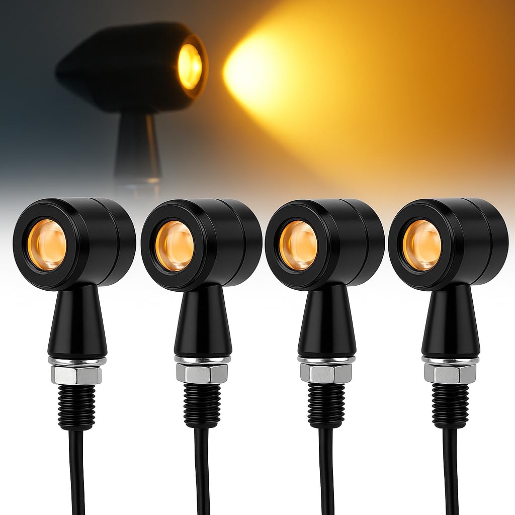 4Pcs Waterproof Motorcycle LED Fork Turn Signal Indicators ? Amber Light | for 42 Bobber & Others Bike-image-9
