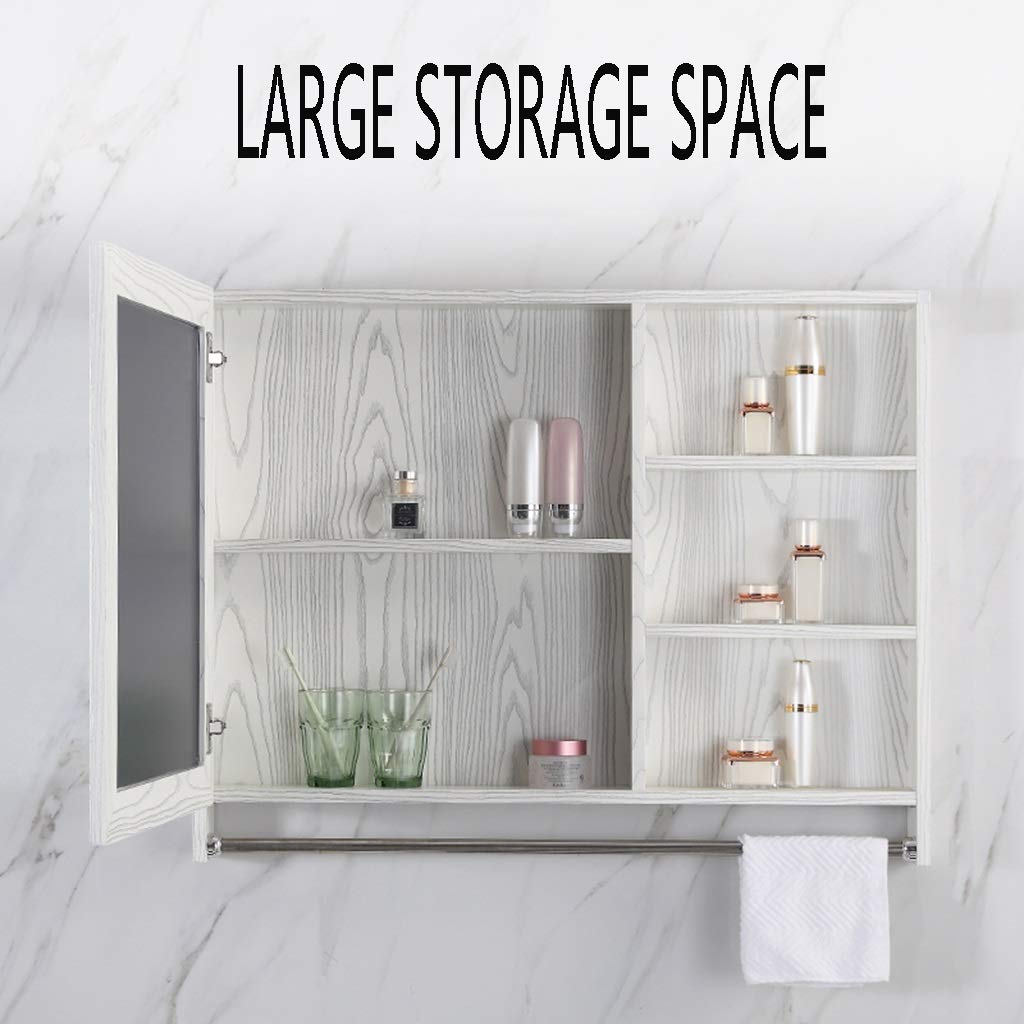 Armadietti a Specchio Toilette a Parete Impermeabile Specchio da Bagno Bagno con Porta Armadietto da Parete a più Livelli per Bagno (Color : White, Size : 60 * 12.5 * 70cm)