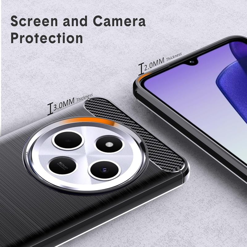 Image of NPRC Hybrid Ultra Slim Protective Case TPU Non-Slip Carbon Fiber Texture Shockproof Case Cover for Poco C75 - Black