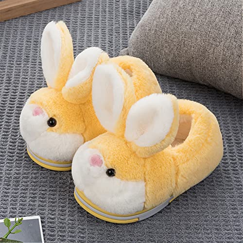 Bunny Slippers for Women Warm Funny Slippers Rabbit Plush Slippers Cute Animal House Shoes for Winter Family Living Room Bedroom Cotton Slippers Girls Non-Slip Slippers Grey/Pink/Red/Yellow2