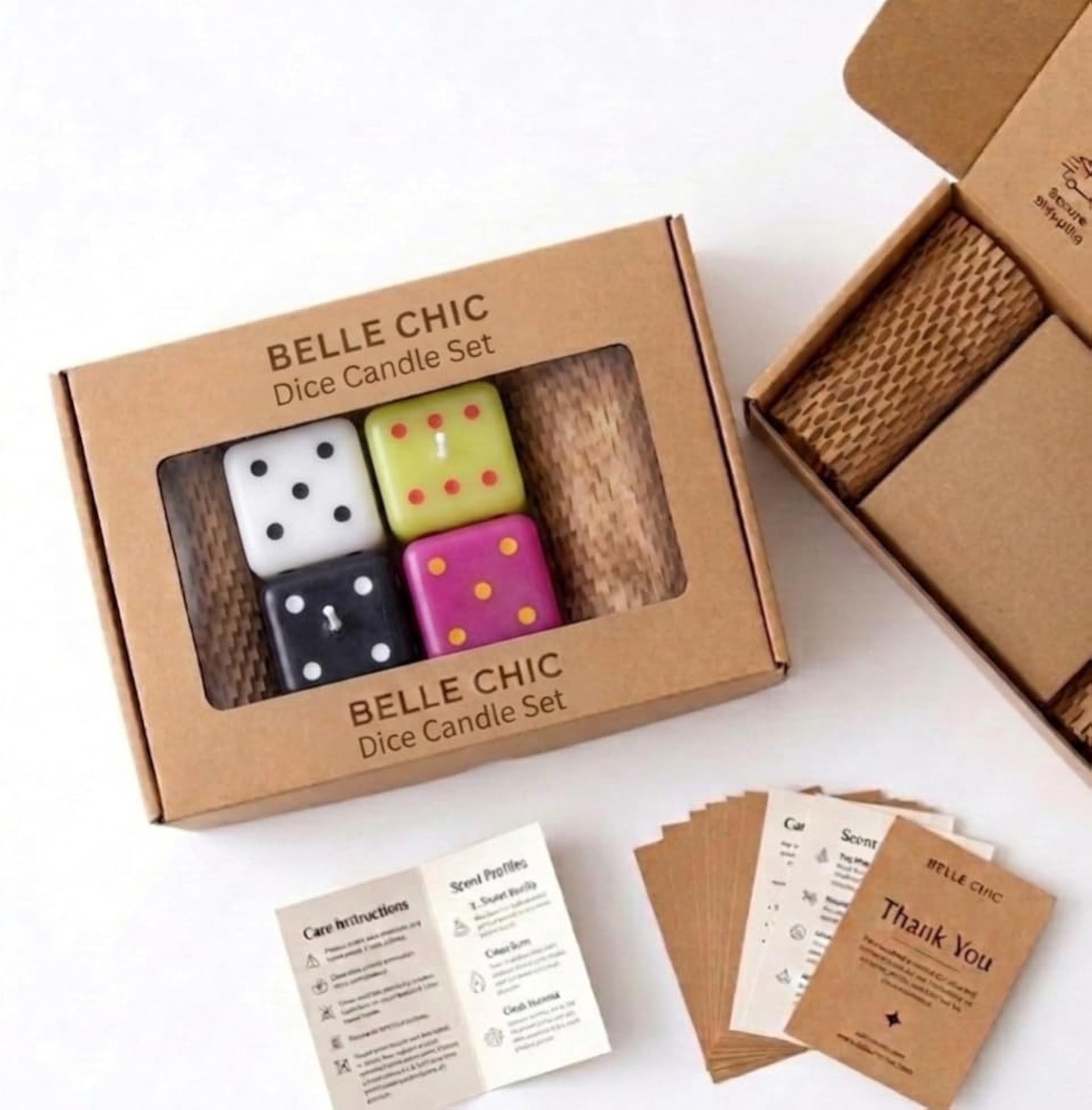 Dice Shaped Candle Set of 2, Assorted Colors, Gift Packaging