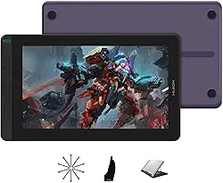 MESA DIGITALIZADORA HUION KAMVAS 13 GS1331 (COSMO PURPLE) Caneta Display Desenho Gráfico Tablet Função de Inclinação Caneta sem bateria 8192 Pressão da Caneta 13,3 polegadas Roxo, com suporte