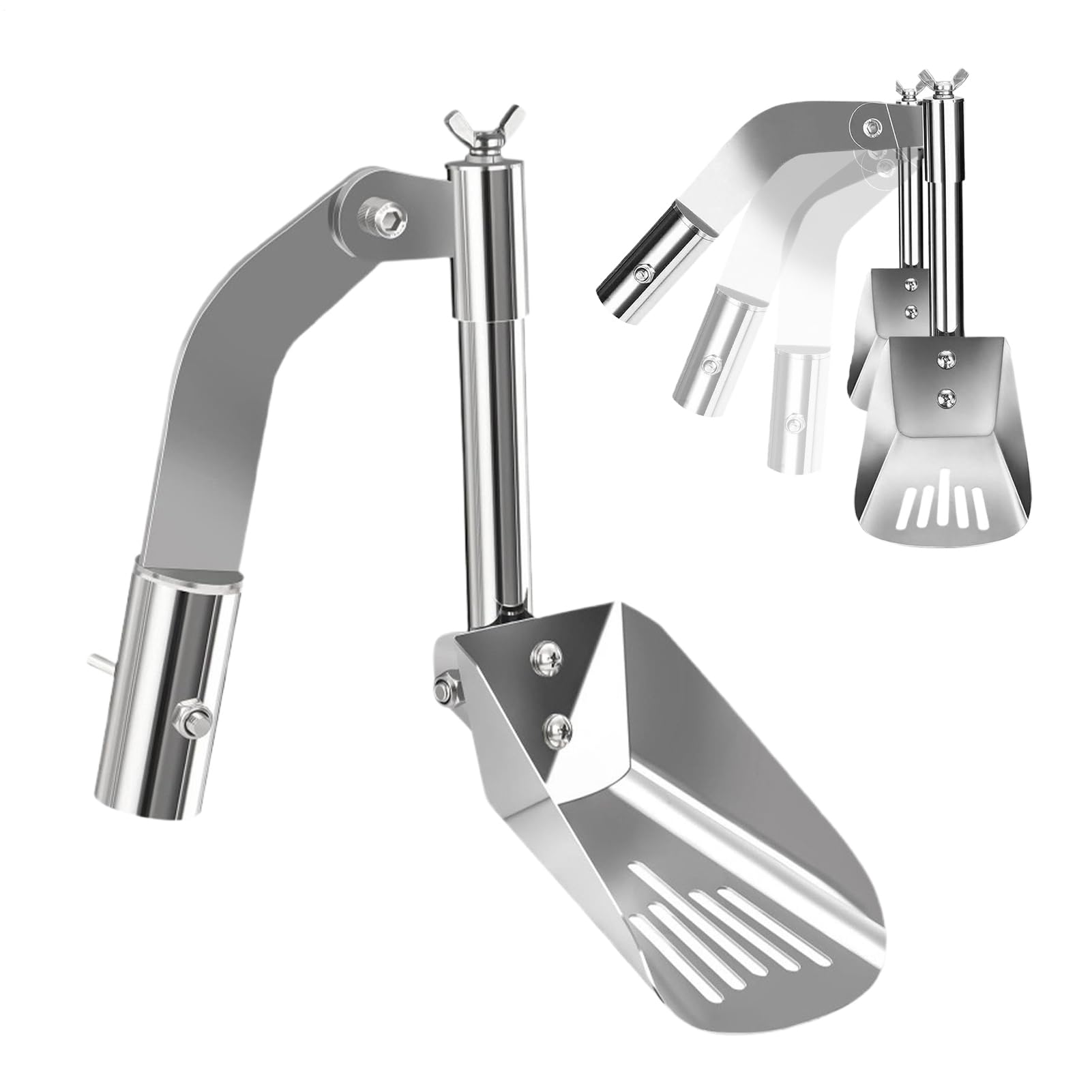 Paletta telescopica per grondaie, in acciaio inox, per rimuovere sporco e detriti, strumento per la pulizia del giardino per foglie, case a schiera, ville, fossati, 8 x 12 cm