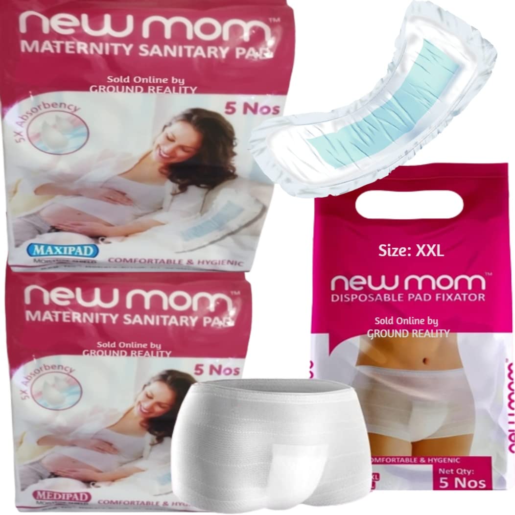 LADY HAWK Post Pregnancy Kit New Mom Maternity Sanitary Pads for Women. 5 Maxi Pad for Heavy Flow 850ml + 5 Medi pad for Medium Flow 450ml + 5 XXL Size New Mom Panty Pad Fixator (Combo Kit 15 Pack) (B0BJ312CLR) Amazon Price History, Amazon Price Tracker
