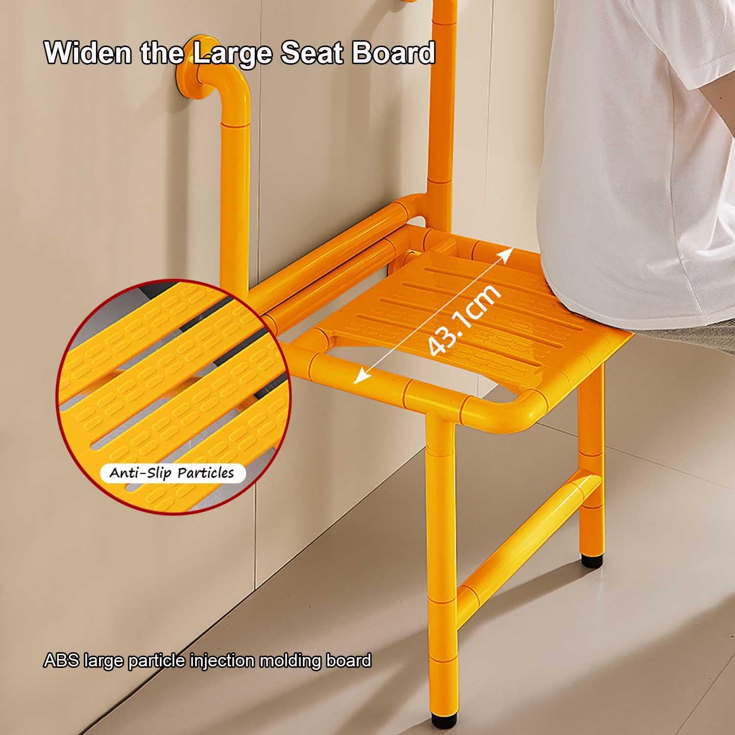 Taburete de Ducha Plegable para Ancianos y Discapacitados | Asiento de Baño Montada en la Pared,Silla de Ducha Antideslizante,Ahorro de Espacio,Luminosa,Acero,Soporta 150 kg