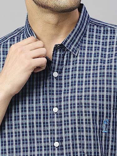 Image of Thomas Scott Mens | Half Sleeve Checkes | Printed | Slim Fit | 100% Cotton | Spread Collar | Shirts