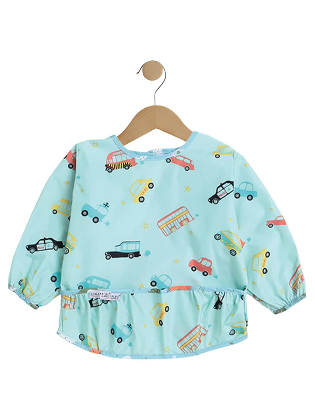 POLKA TOTS Waterproof Washable Full Sleeves Apron Feeding Bibs with Super Absorbent, Soft, Comfortable & Lightweight for Infants & Baby Toddlers - Car Design-image-42