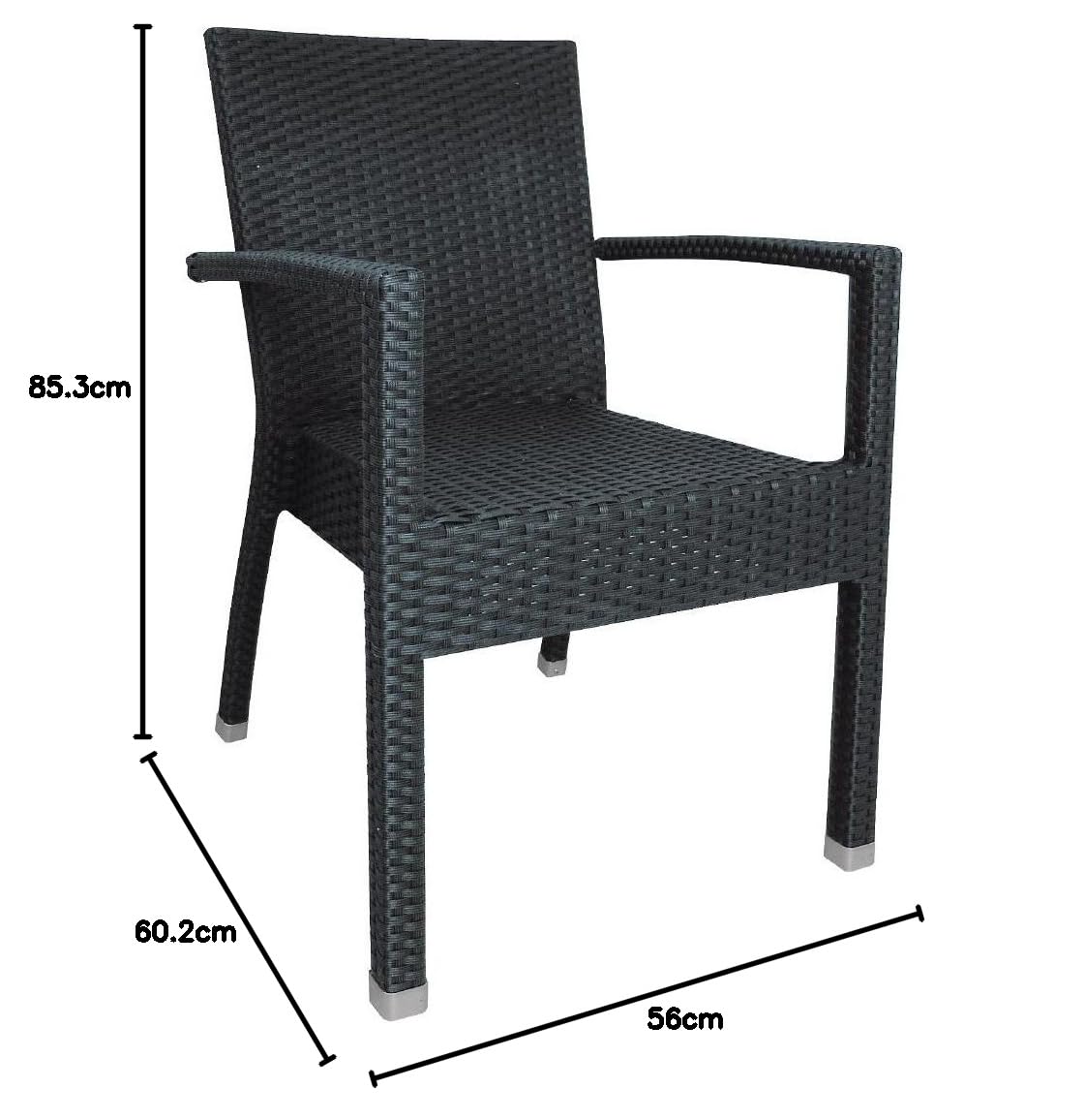 Bolero dl477 Geflecht Sessel, anthrazit (4 Stück), 853(Al) x 560(An) x 602(P)mm.