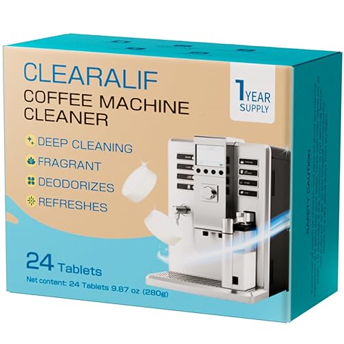 CLEARALIF Coffee Machine Cleaner Descaler Tablets, 24 Count, Unscented, Coffee