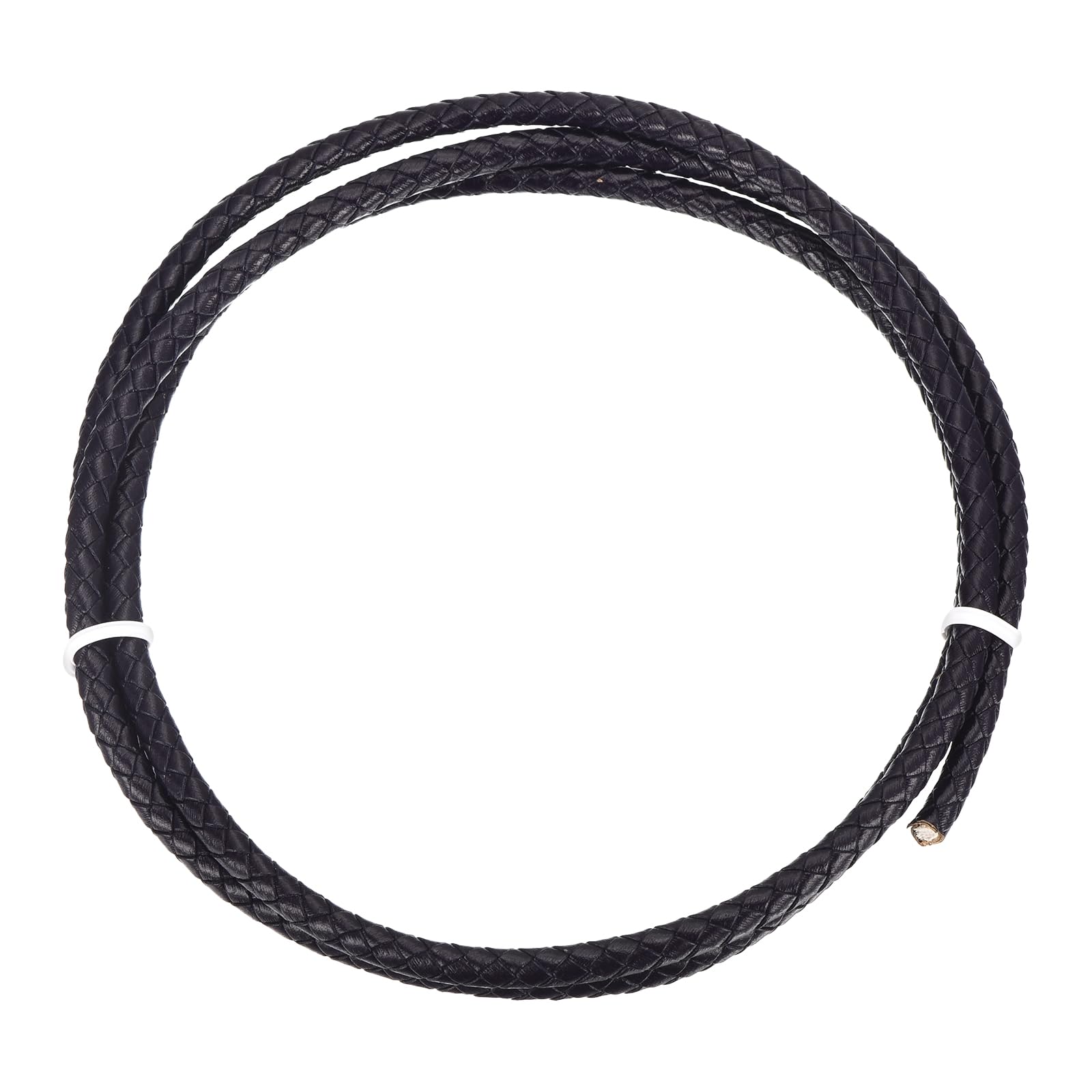 Rebower Round Braided Leather Cord 4mm Bolo Leather Cord String Rope for Jewelry Making, Necklaces, Bracelets, Wraps, Crafts, 1m/3.3ft, Dark Blue