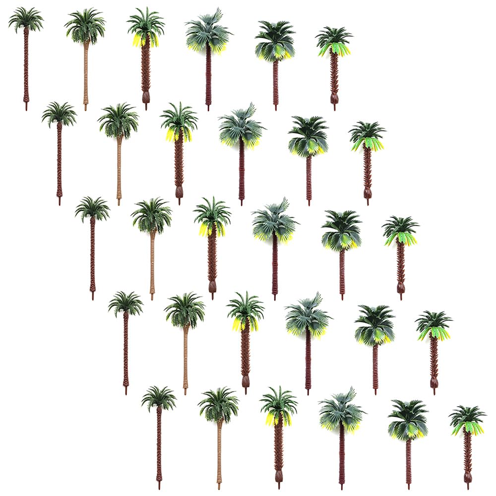 Hsthe Sea 30 PCS Model Trees Coconut Palm Model Trees, 8-13 cm Mixed Model Trees for Model Train Railway Architecture Diorama DIY Scenery Landscape