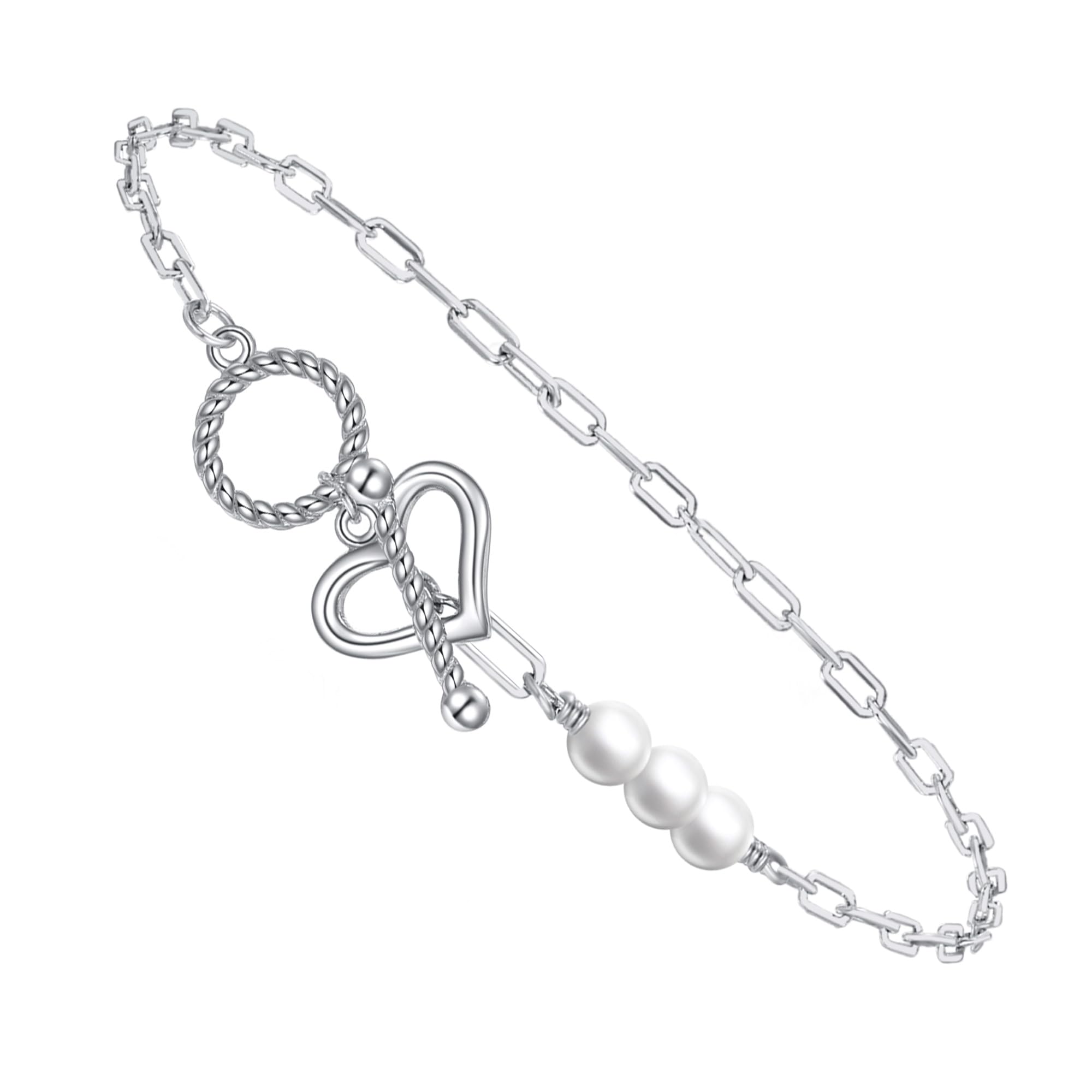 Pulsera de plata de ley 925 con forma de corazón para mujer 8