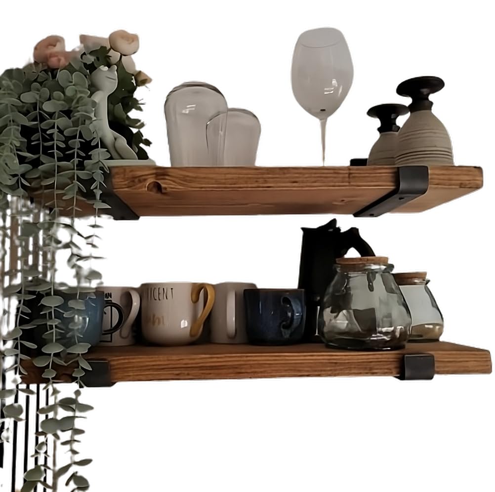 Wall Shelf Handmade with Rustic Solid Wood, Reclaimed Timber Shelf, Perfect for Kitchen, Bathroom, Decor, Farmhouse, and Bedroom