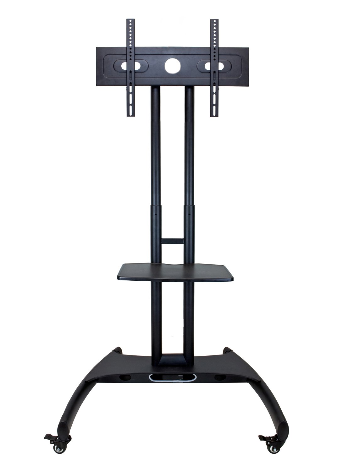 LUXOR FP2500 Adjustable-Height LCD/LED TV Stand + Mount, 40" to 60" Screen Size TVs, Stand 32.75"W x 28.75"D x 46.5" to 62.5"H, Four 2" Nylon Casters, All with Locking Brakes