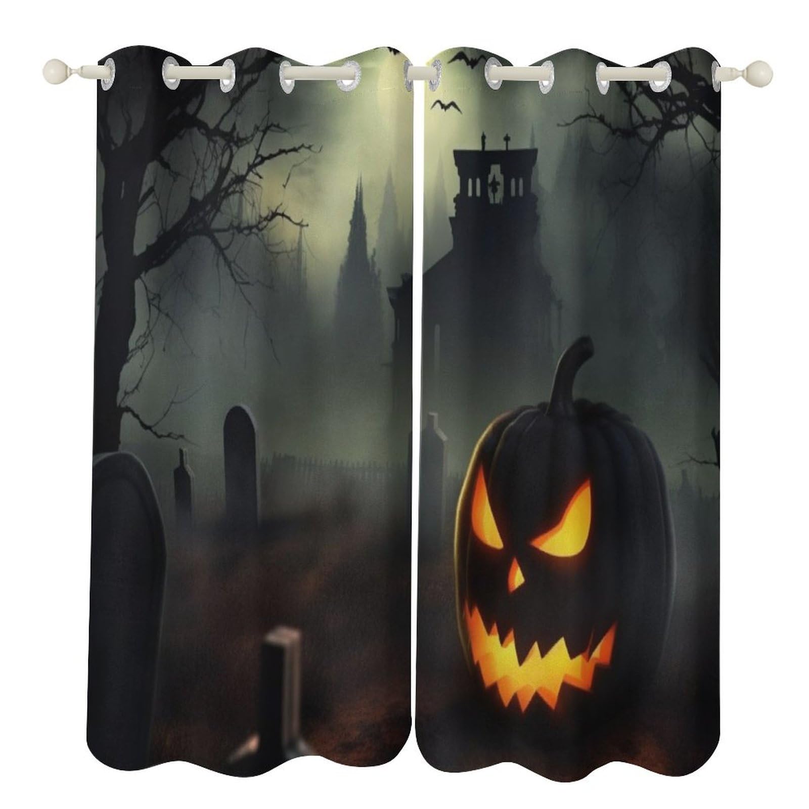 Rideaux occultants thermiques anti-froid avec motif Halloween pour isoler la chambre