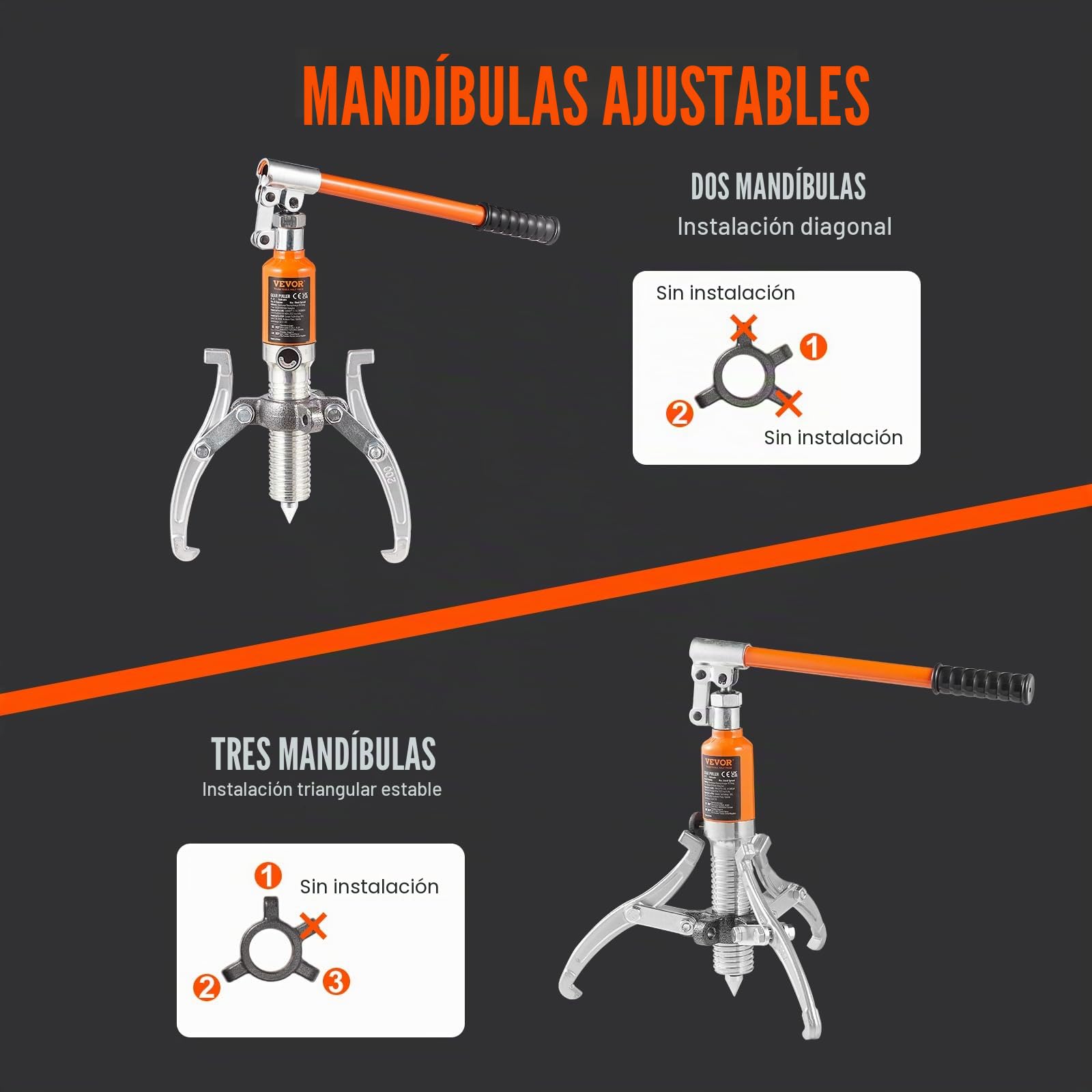 Extractor hidráulico de engranajes VEVOR, separador de tracción de rodamientos de rueda de capacidad máxima de 5 toneladas, extractor de 2 o 3 mandíbulas, vertical y horizontal, extractor hidráulico d