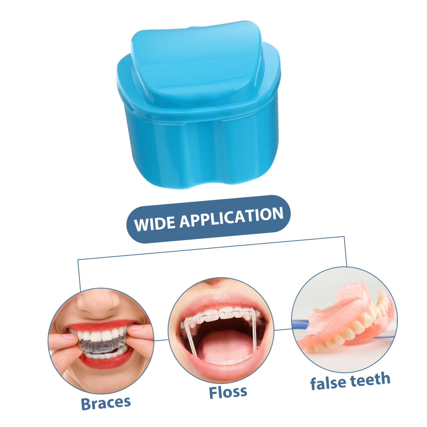 PartyKindom Contenitore Dentiere Blu in Pp con Pulizia Apparecchio Ortodontico, Cestello Risciacquo e Rete Appesa, per Asciugare e Trasportare Protesi Dentarie in Stile Europeo