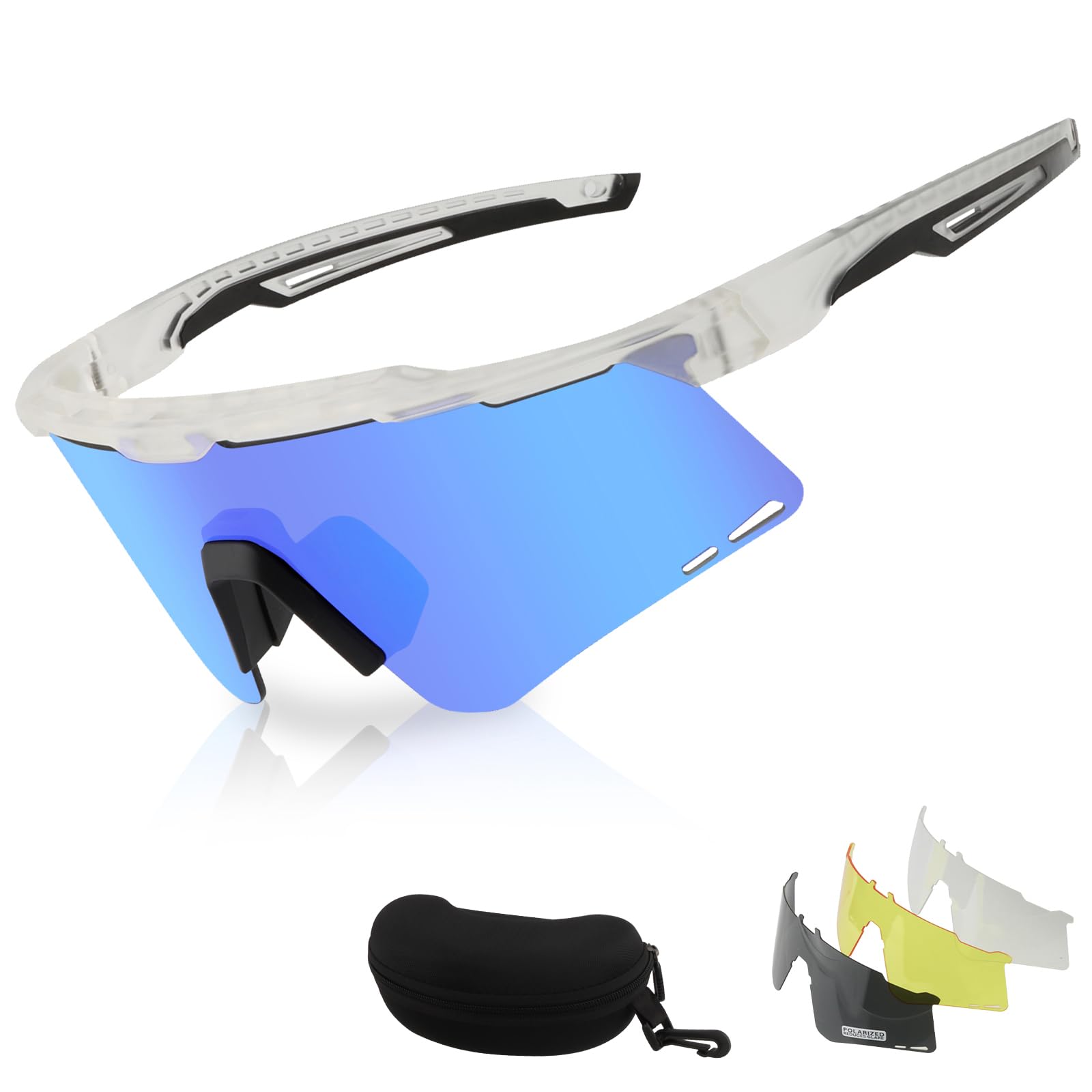 Polarisierte Sport-Sonnenbrille für Frauen Damen, UV400 Radfahren Brillen für Baseball Laufen Radfahren Brille 4 Gläser