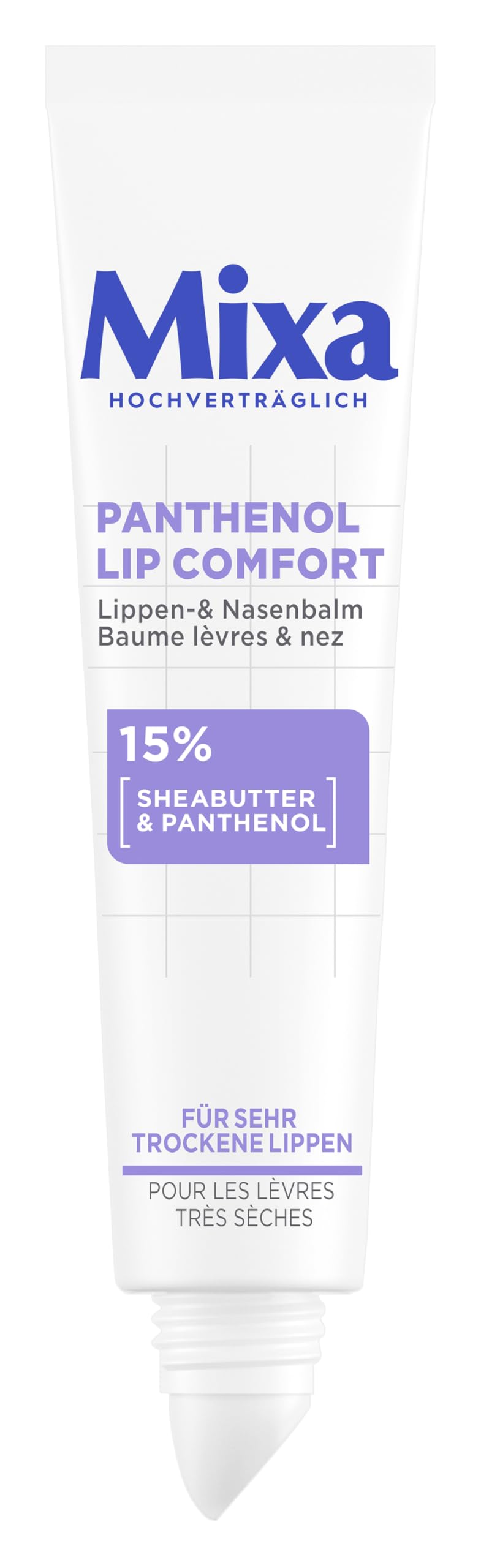Mixa Panthenol Lip Comfort Lippen- & Nasenbalsam – SOS Pflege mit 15% Sheabutter & Panthenol für sehr trockene Lippen & Nase – Mildert Irritationen, Rauheit & beugt Trockenheit vor