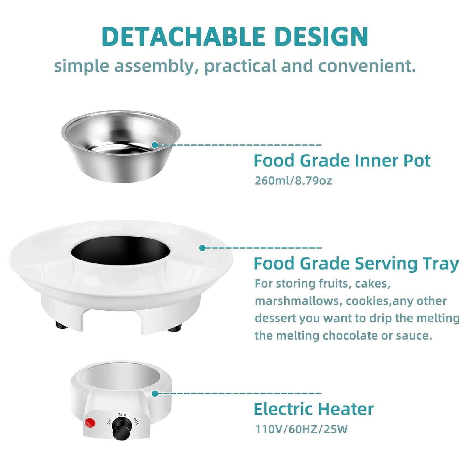 Pot à Fondue électrique au Chocolat, Chauffe-chocolat Fondant, Pot à Fondue au Fromage Fondu, Appareil à électrique pour Rendez-vous Nocturne, Fête, Réchauffement (Prise UE 220V)