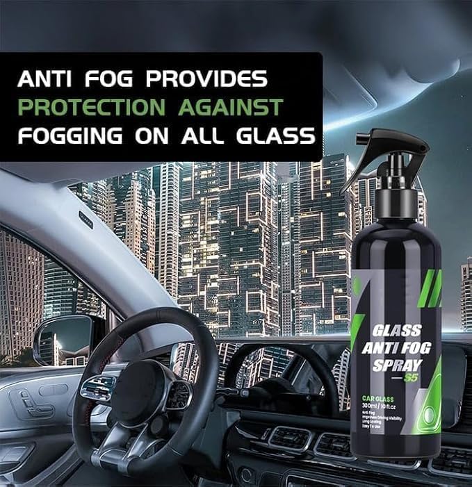 Image of Oil Film Cleaning Brush & Car Glass Cleaner Anti-Fog Spray | Windshield Defogger & Stain Remover for Interior & Exterior | Anti-Mist, Oil Stain Remover for Car Windows, Mirrors & Glass (1, RED)