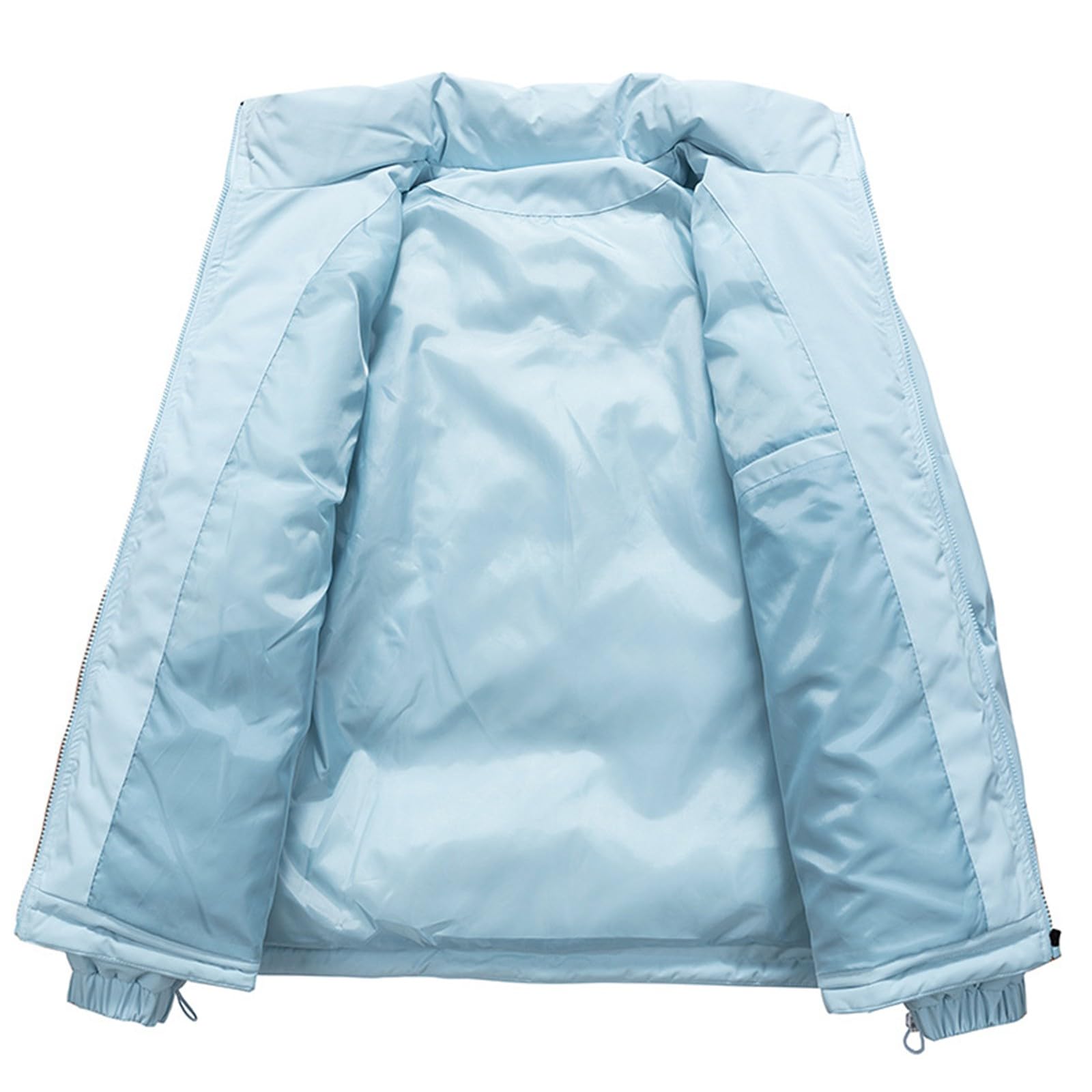 Generico Giacca Donna Colletto alla Coreana Zip Calda Tasca Unisex Capospalla Giubbino Imbottito (Blu, L)
