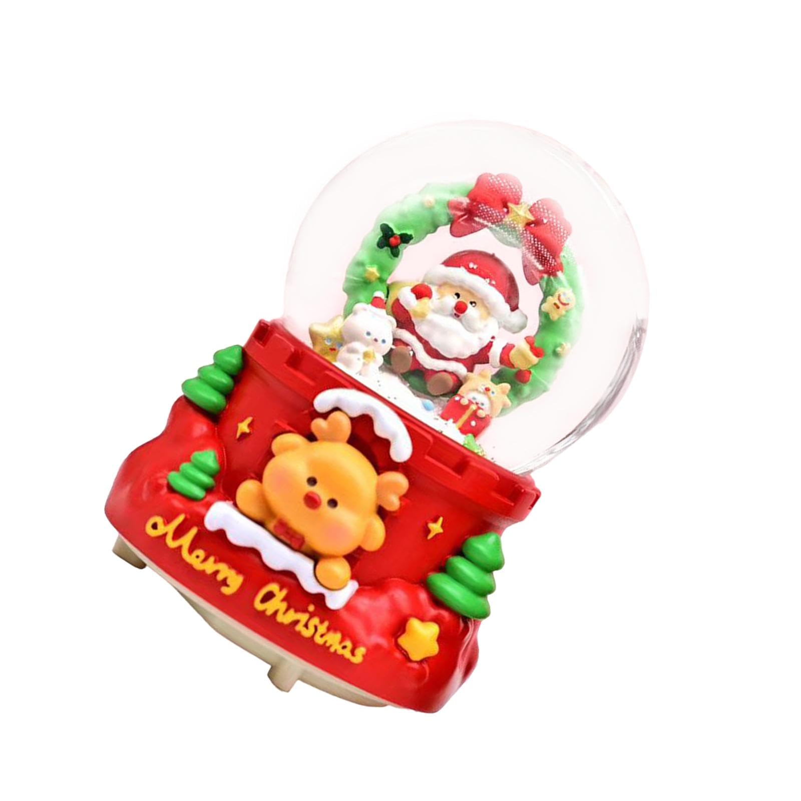 Bola de nieve musical navideña con luces LED decorativas en blanco cálido