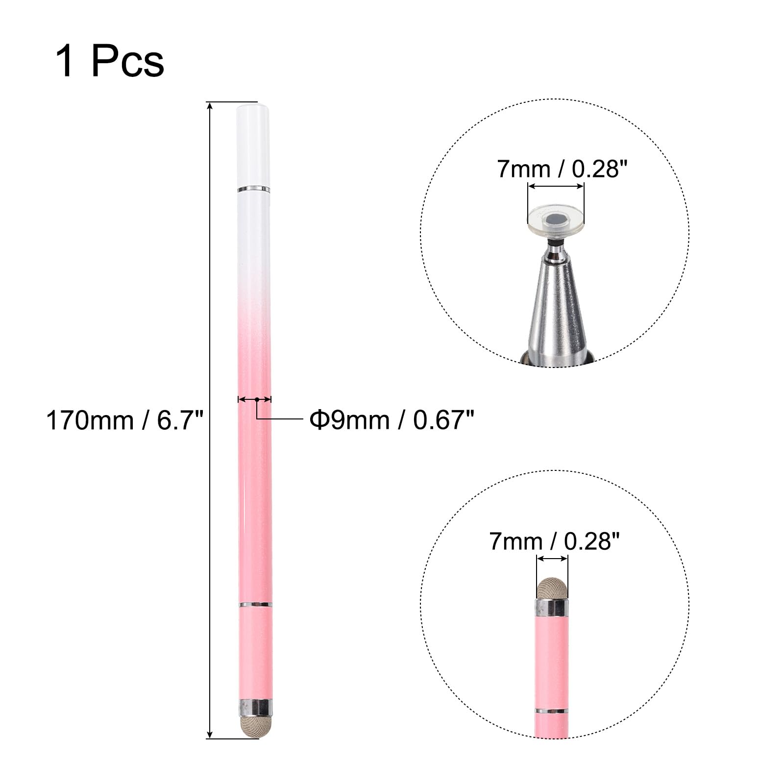 MECCANIXITY Ballpoint Pen with Stylus Tip 3 in 1 Ink Pen & Fine Point Disc & Fiber Tips Magnetic Stylus Pens for All Capacitive Touch Screens Universal, Pink