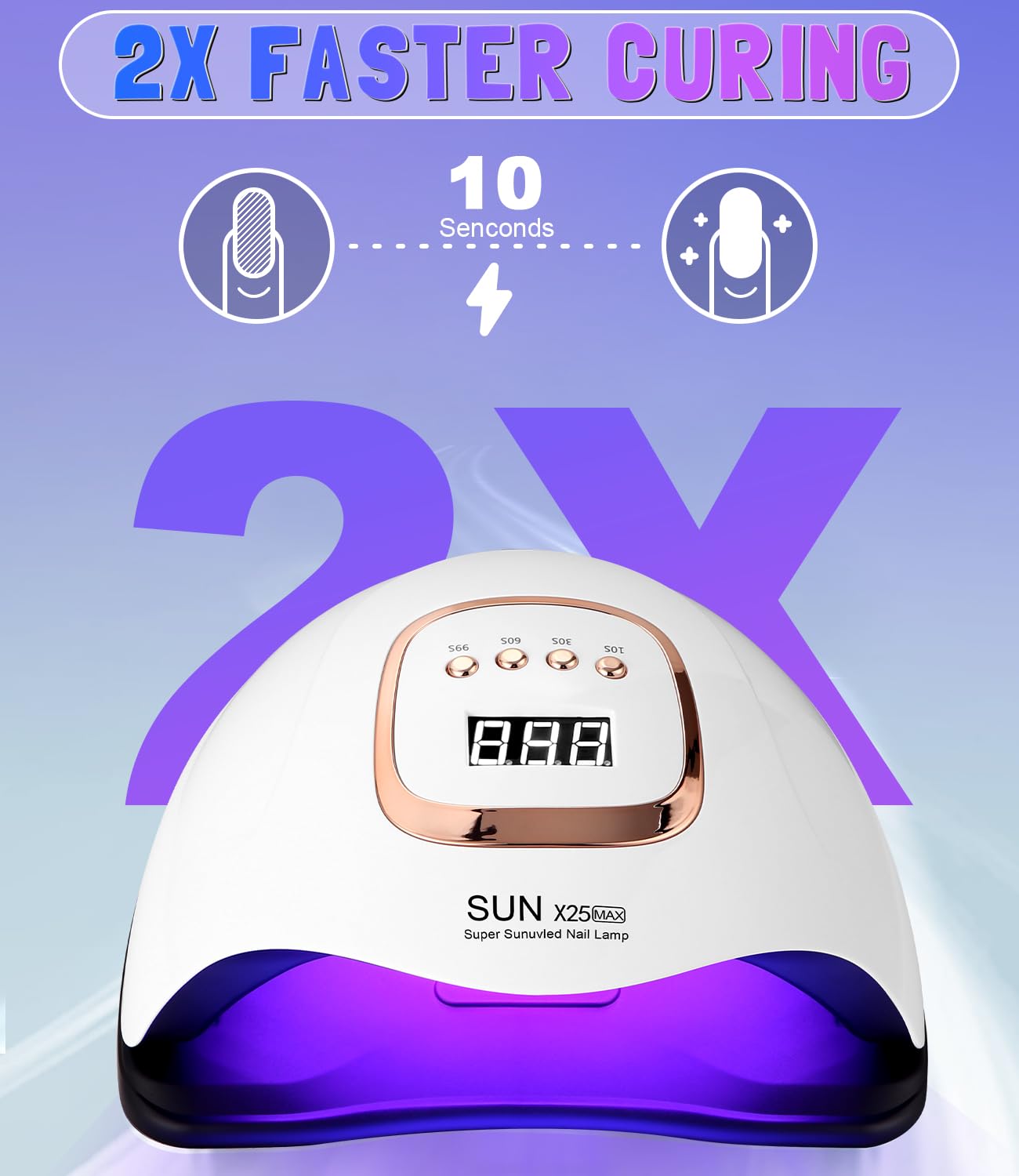 Zawaer Lampada UV LED Unghie Asciuga Smalto 380W Display Digitale Sensore Automatico 4 Impostazioni Timer Perline 81 Pezzi Strumenti Professionali Nail Art Salone Casa