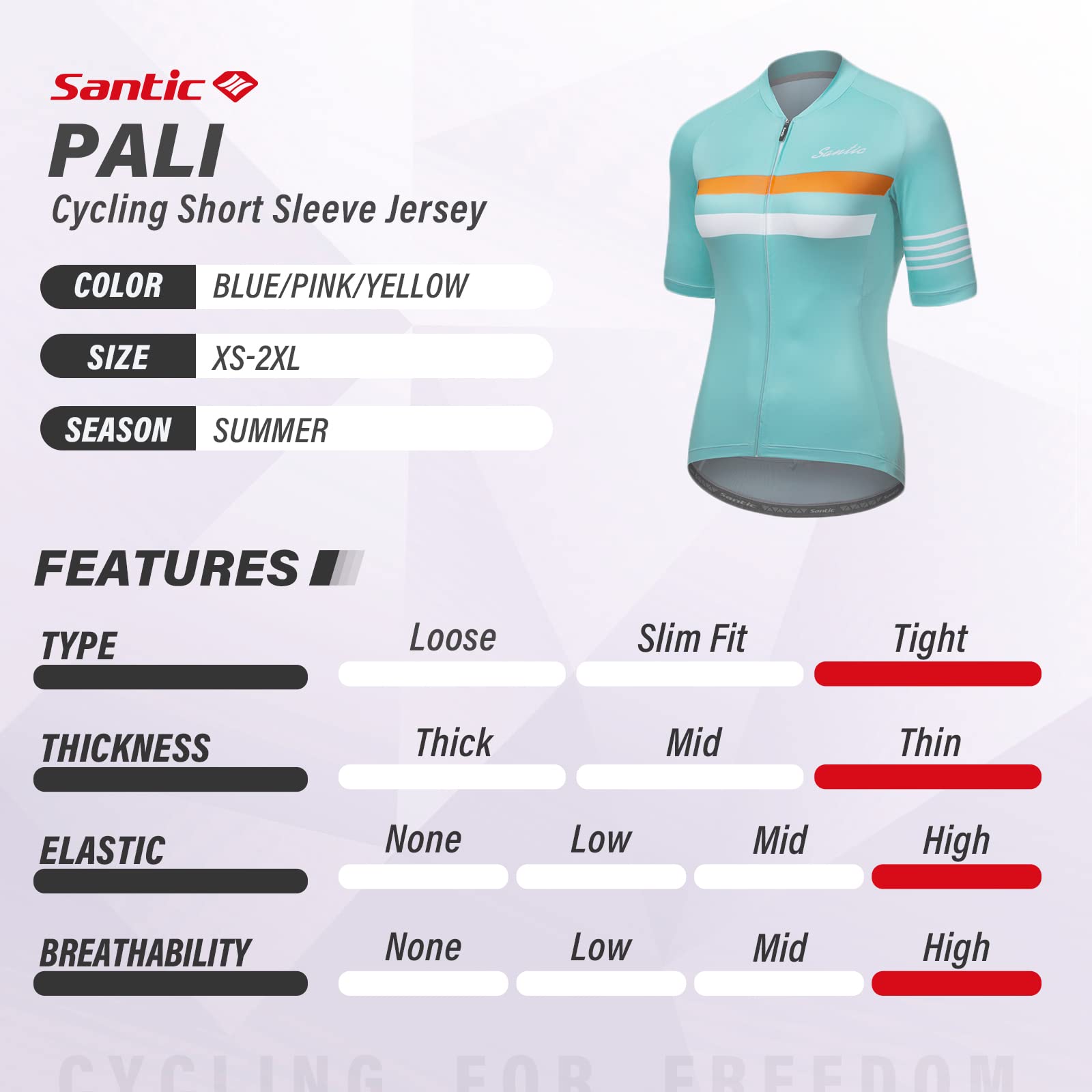 Santic Magliette Ciclismo Donna Maglia Ciclismo Donna Breve Maglietta Bicicletta Camicie Ciclismo per Donna