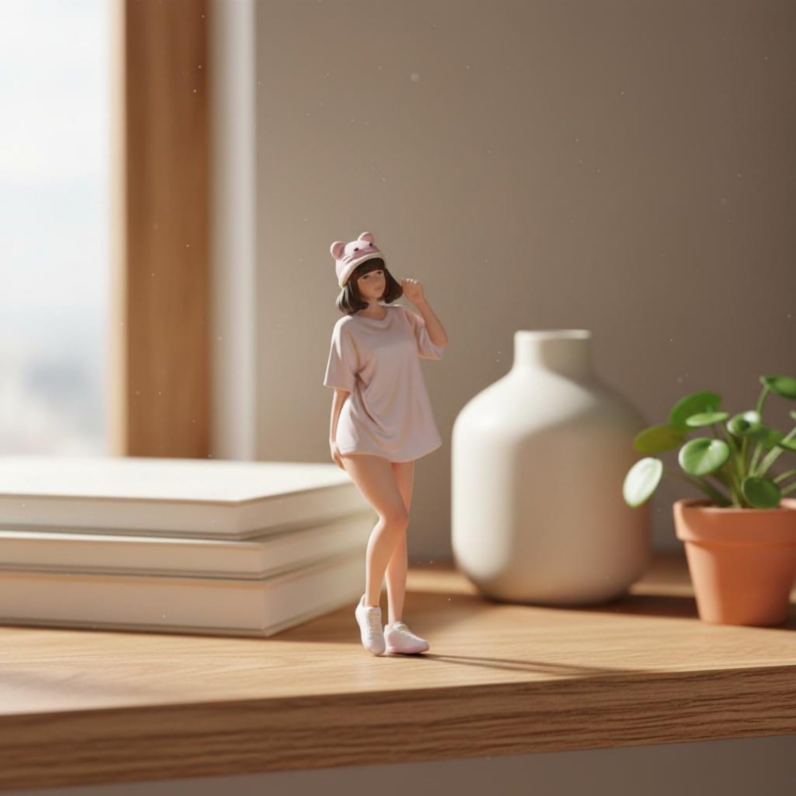 TISHITA Miniatur Puppe Figur Mädchen Sammelfigur Resin Modellfigur Deko Accessoire Sorgfältig Handbemalt für Stimmige Miniaturen für Dioramen Modellräume Regale Schreibtisch Wohnraum