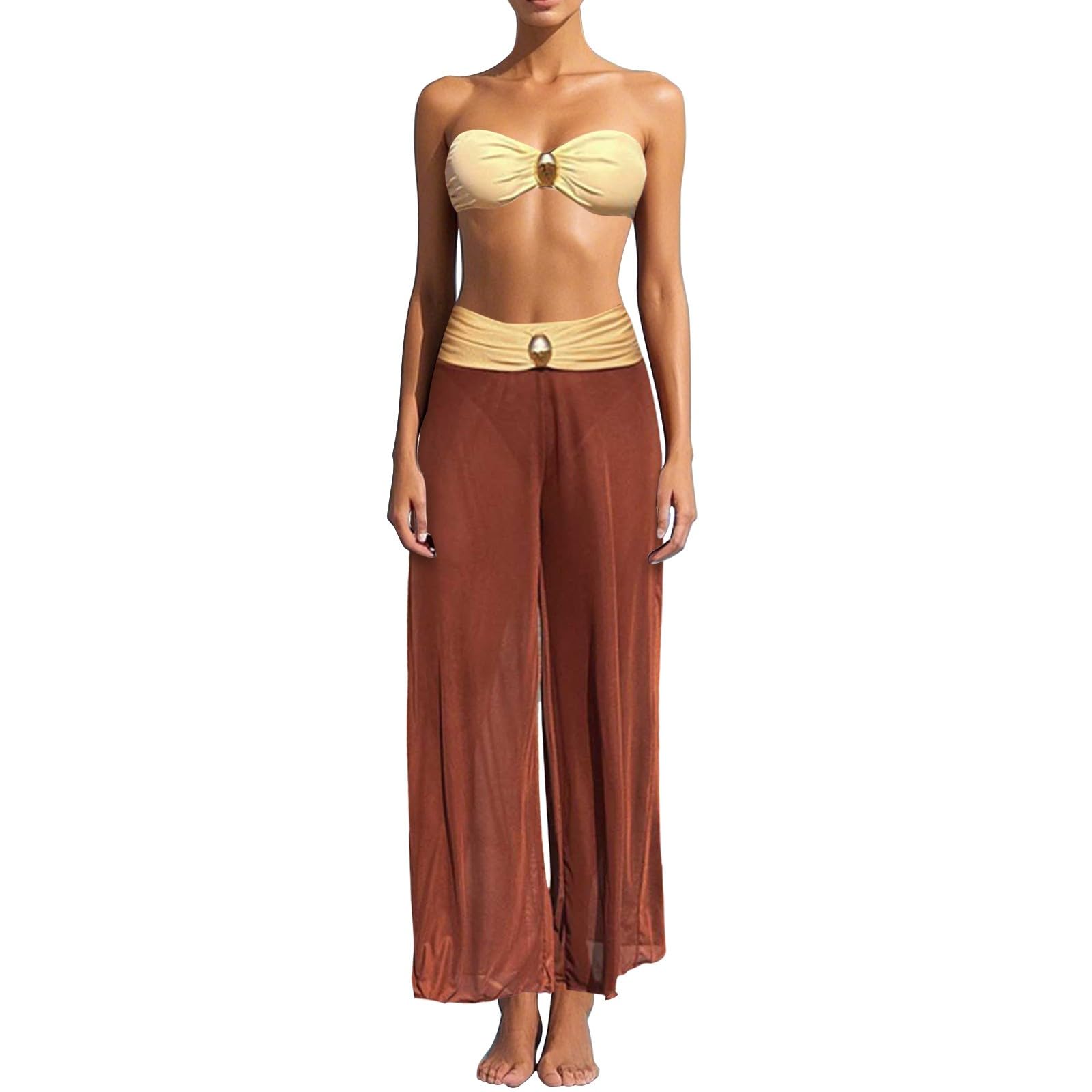 Generic 2025 - Bikini da donna in tinta unita, 3 pezzi, costume da spiaggia diviso, 2026