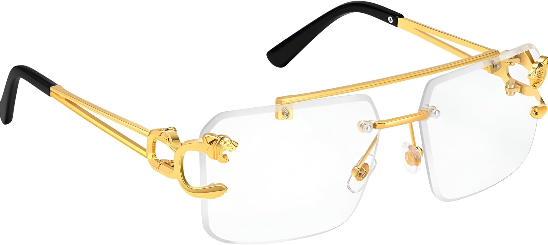 Blue Light Blocking Hexagon Blue Cut Zero Power anti-glare Retro Square Eyeglasses for Eye Protection from UV by Computer/Tablet/Laptop/Mobile(5823 GOLD CLER BLUCUT_BZ)